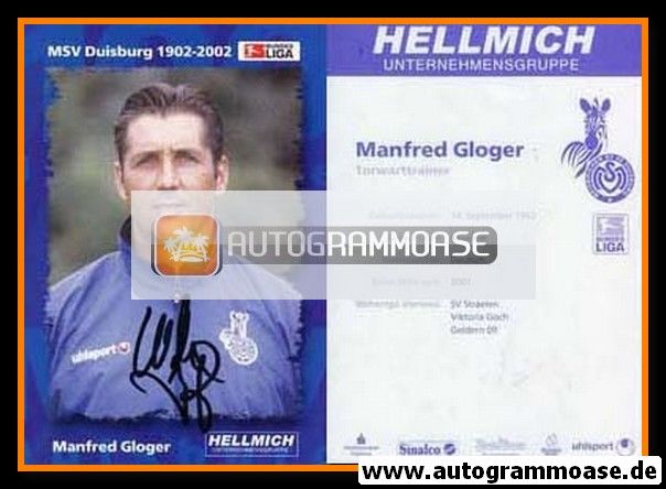 Autogramm Fussball | MSV Duisburg | 2002 | Manfred GLOGER