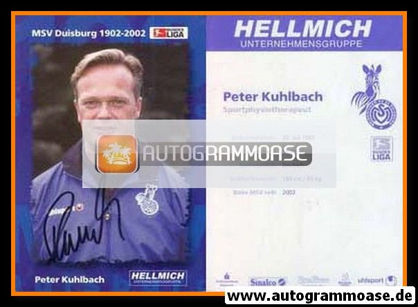 Autogramm Fussball | MSV Duisburg | 2002 | Peter KUHLBACH