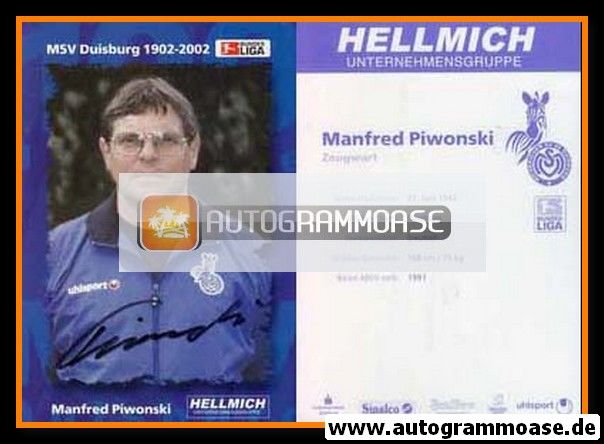 Autogramm Fussball | MSV Duisburg | 2002 | Manfred PIWONSKI