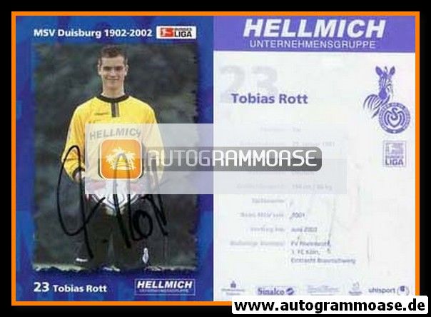 Autogramm Fussball | MSV Duisburg | 2002 | Tobias ROTT