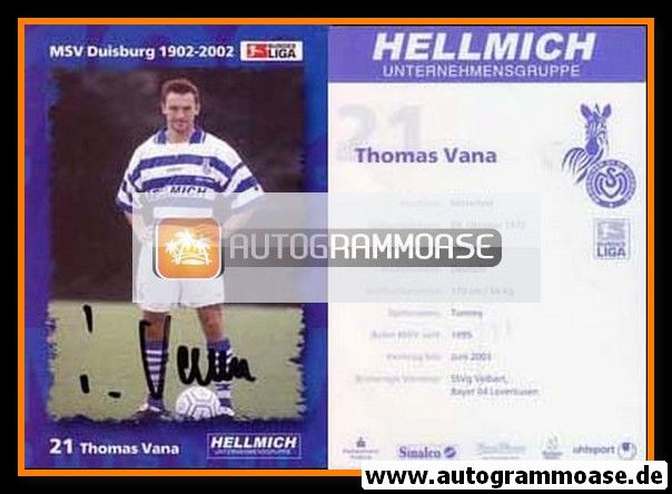 Autogramm Fussball | MSV Duisburg | 2002 | Thomas VANA