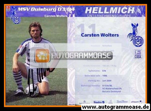 Autogramm Fussball | MSV Duisburg | 2003 | Carsten WOLTERS