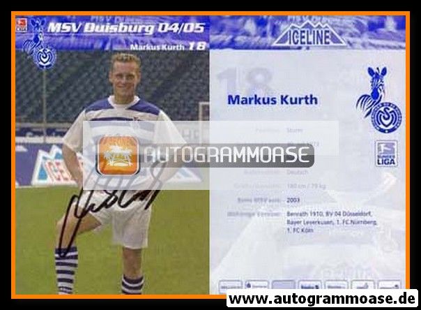 Autogramm Fussball | MSV Duisburg | 2004 | Markus KURTH