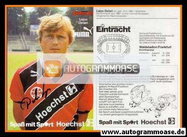 Autogramm Fussball | Eintracht Frankfurt | 1987 | Lajos DETARI 