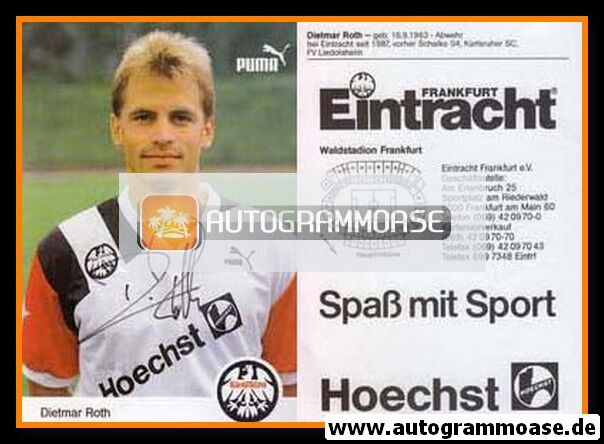 Autogramm Fussball | Eintracht Frankfurt | 1990 | Dietmar ROTH