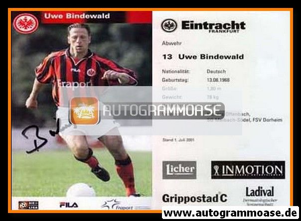 Autogramm Fussball | Eintracht Frankfurt | 2001 | Uwe BINDEWALD (Spielszene)