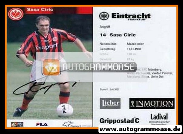Autogramm Fussball | Eintracht Frankfurt | 2001 | Sasa CIRIC