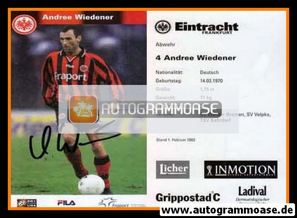 Autogramm Fussball | Eintracht Frankfurt | 2001 | Andree WIEDENER