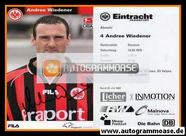 Autogramm Fussball | Eintracht Frankfurt | 2002 | Andree WIEDENER