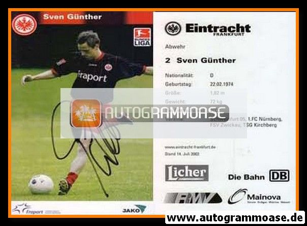 Autogramm Fussball | Eintracht Frankfurt | 2003 | Sven GÜNTHER