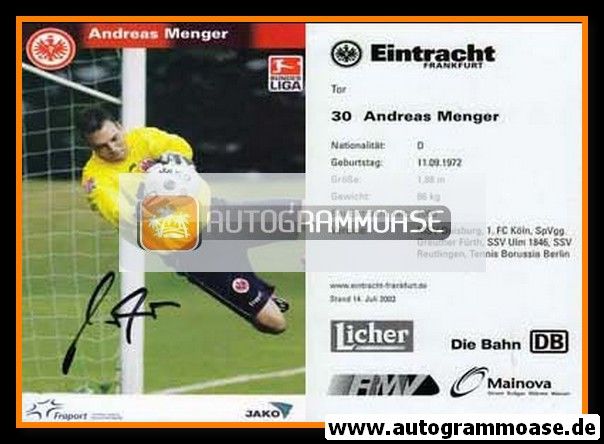 Autogramm Fussball | Eintracht Frankfurt | 2003 | Andreas MENGER