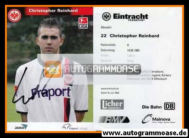 Autogramm Fussball | Eintracht Frankfurt | 2004 | Christopher REINHARD