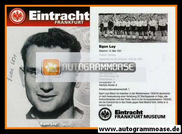 Autogramm Fussball | Eintracht Frankfurt | 1960er Retro | Egon LOY (Museum)