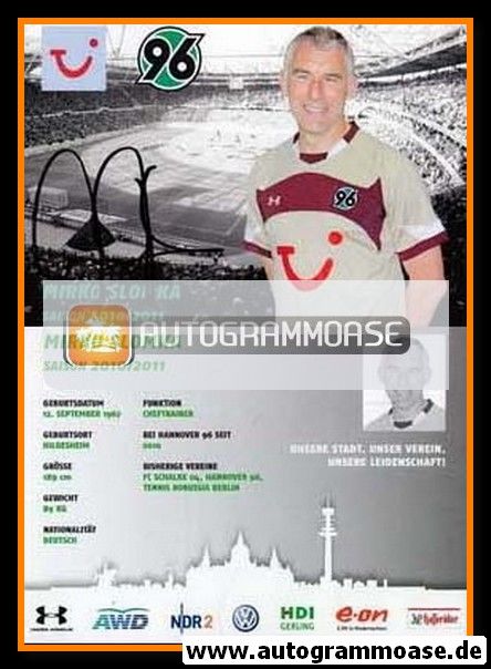 Autogramm Fussball | Hannover 96 | 2010 | Mirko SLOMKA