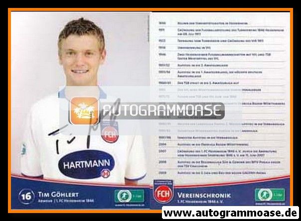 Autogramm Fussball | 1. FC Heidenheim 1846 | 2009 | Tim GÖHLERT