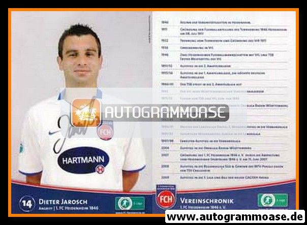 Autogramm Fussball | 1. FC Heidenheim 1846 | 2009 | Dieter JAROSCH