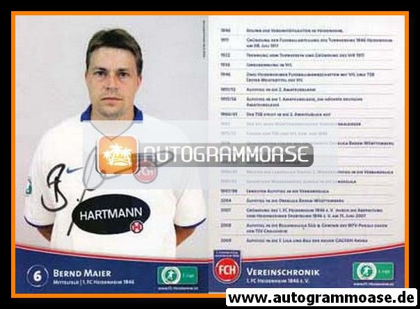 Autogramm Fussball | 1. FC Heidenheim 1846 | 2009 | Bernd MAIER