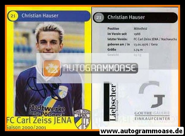 Autogramm Fussball | FC Carl Zeiss Jena | 2000 | Christian HAUSER