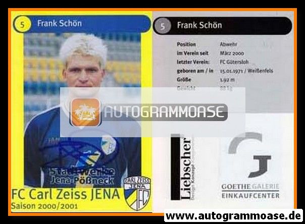 Autogramm Fussball | FC Carl Zeiss Jena | 2000 | Frank SCHÖN
