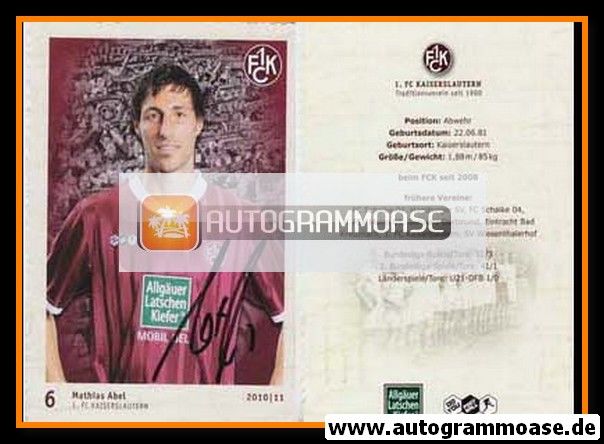 Autogramm Fussball | 1. FC Kaiserslautern | 2010 | Mathias ABEL