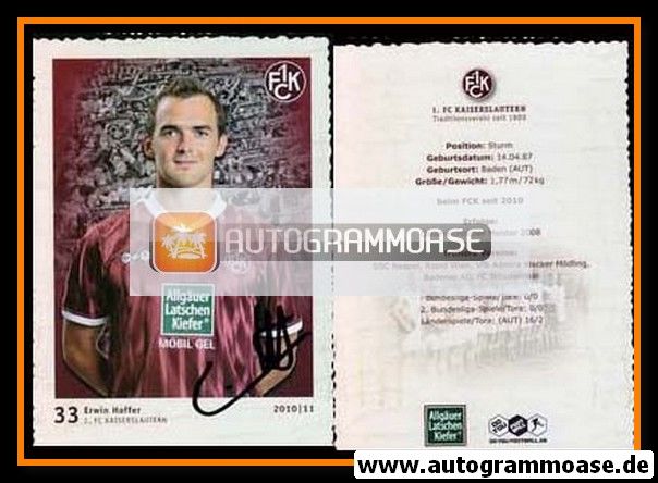 Autogramm Fussball | 1. FC Kaiserslautern | 2010 | Erwin HOFFER