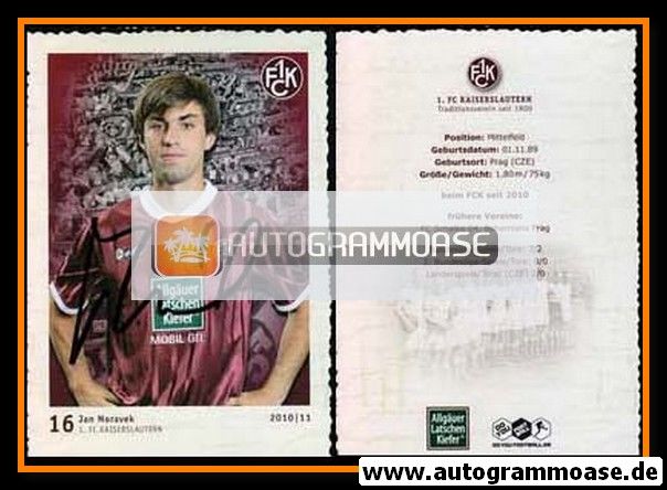 Autogramm Fussball | 1. FC Kaiserslautern | 2010 | Jan MORAVEK