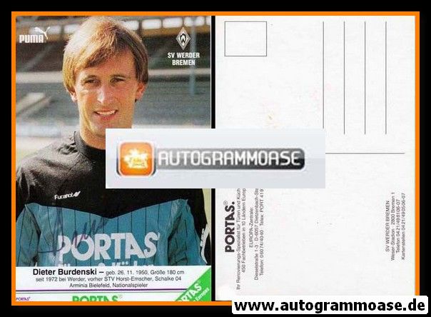Autogramm Fussball | SV Werder Bremen | 1986 | Dieter BURDENSKI