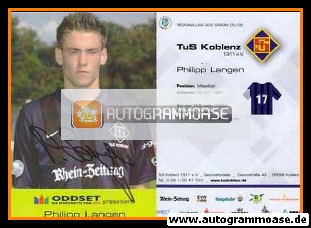 Autogramm Fussball | TuS Koblenz | 2005 | Philipp LANGEN