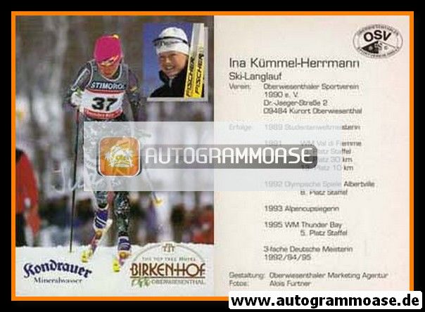 Autogramm Langlauf | Ina KÜMMEL-HERRMANN | 1996 (OSV)