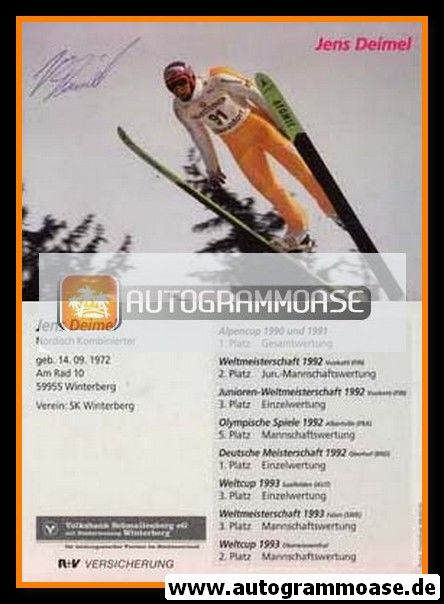 Autogramm Nordische Kombination | Jens DEIMEL | 1994 (Volksbank / R+V)