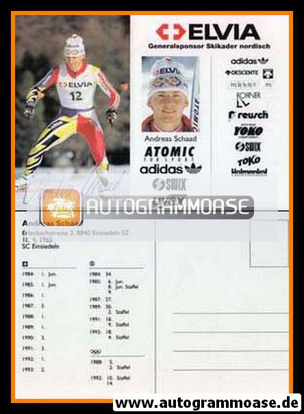 Autogramm Nordische Kombination | Andreas SCHAAD | 1994 (Elvia)