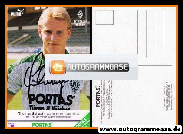 Autogramm Fussball | SV Werder Bremen | 1986 | Thomas SCHAAF