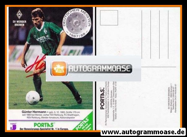 Autogramm Fussball | SV Werder Bremen | 1988 | G&uuml;nter HERMANN