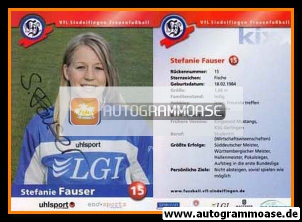 Autogramm Fussball (D) | VfL Sindelfingen | 2005 | Stefanie FAUSER