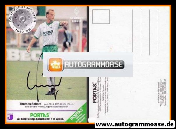 Autogramm Fussball | SV Werder Bremen | 1988 | Thomas SCHAAF