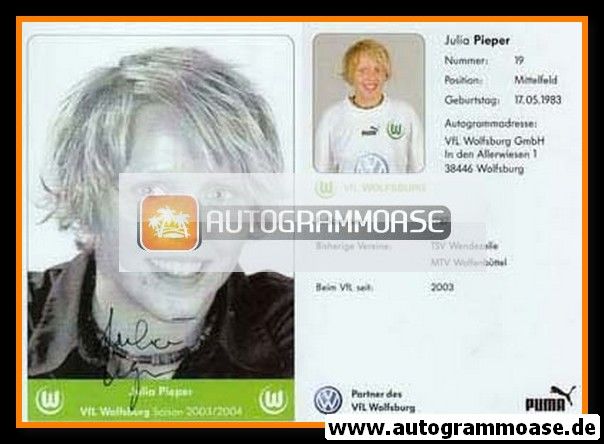 Autogramm Fussball (D) | VfL Wolfsburg | 2003 | Julia PIEPER