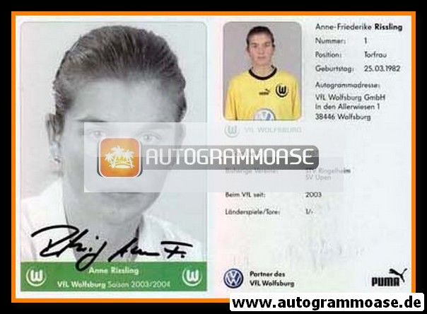 Autogramm Fussball (D) | VfL Wolfsburg | 2003 | Anne RISSLING