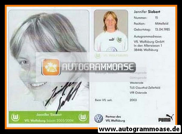 Autogramm Fussball (D) | VfL Wolfsburg | 2003 | Jennifer SIEBERT