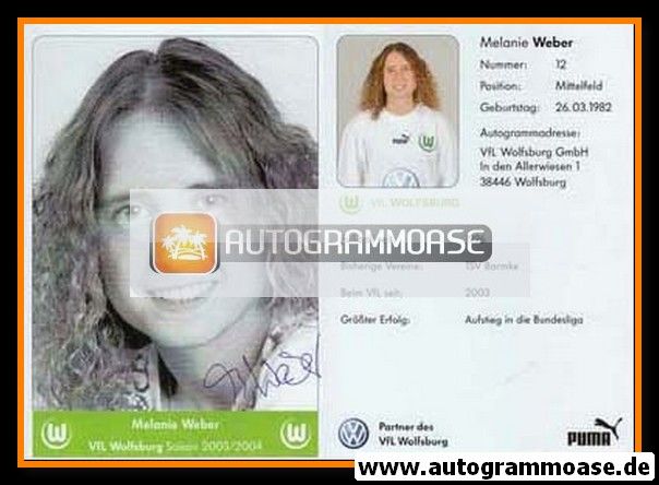 Autogramm Fussball (D) | VfL Wolfsburg | 2003 | Melanie WEBER