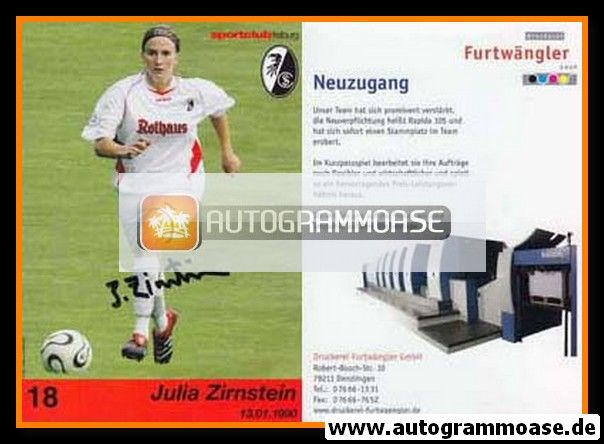 Autogramm Fussball (D) | SC Freiburg | 2006 | Julia ZIRNSTEIN