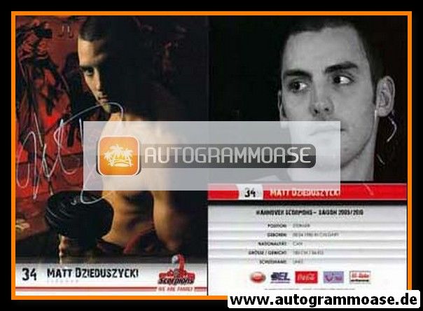 Autogramm Eishockey | Hannover Scorpions | 2009 | Matt DZIEDUSZYCKI