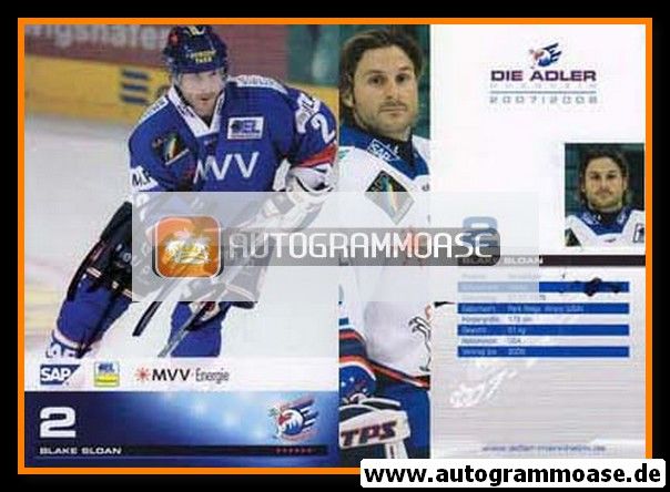Autogramm Eishockey | Adler Mannheim | 2007 | Blake SLOAN