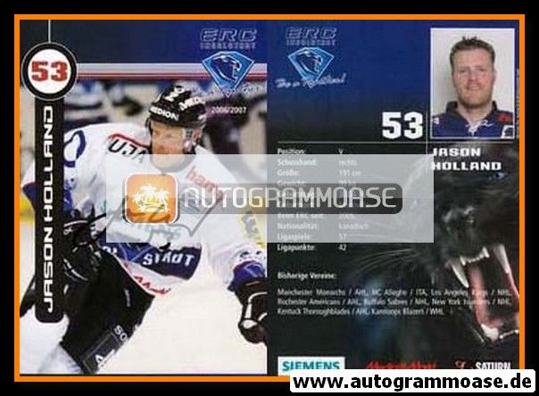 Autogramm Eishockey | ERC Ingolstadt | 2006 | Jason HOLLAND
