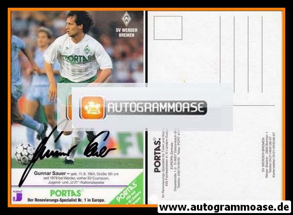 Autogramm Fussball | SV Werder Bremen | 1990 | Gunnar SAUER