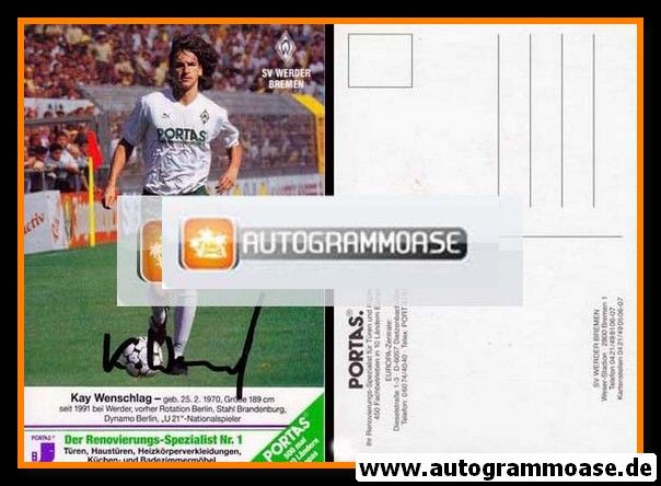 Autogramm Fussball | SV Werder Bremen | 1991 | Kay WENSCHLAG