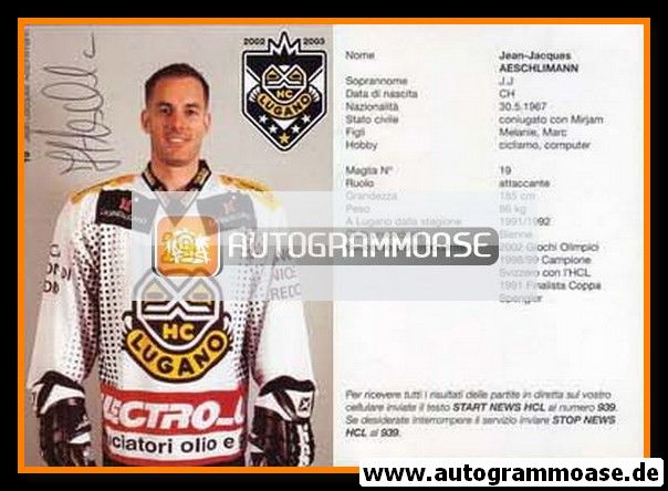 Autogramm Eishockey | HC Lugano | 2002 | Jean-Jacques AESCHLIMANN