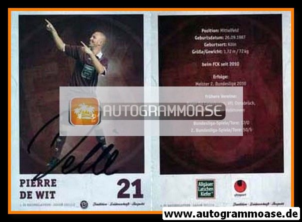 Autogramm Fussball | 1. FC Kaiserslautern | 2011 | Pierre DE WIT