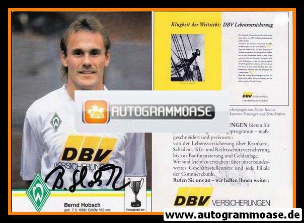 Autogramm Fussball | SV Werder Bremen | 1992 | Bernd HOBSCH
