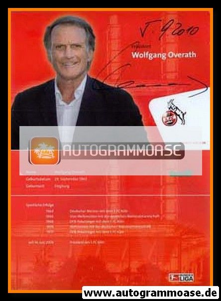 Autogramm Fussball | 1. FC Köln | 2000er | Wolfgang OVERATH (Portrait Color) Taxofit rot