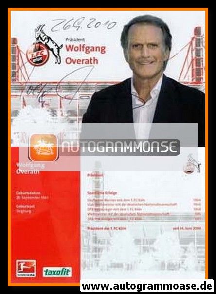 Autogramm Fussball | 1. FC Köln | 2000er | Wolfgang OVERATH (Portrait Color) Taxofit weiss